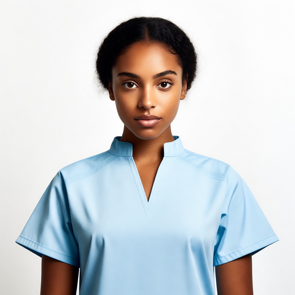 African-American woman in blue scrubs African-American woman in blue scrubs