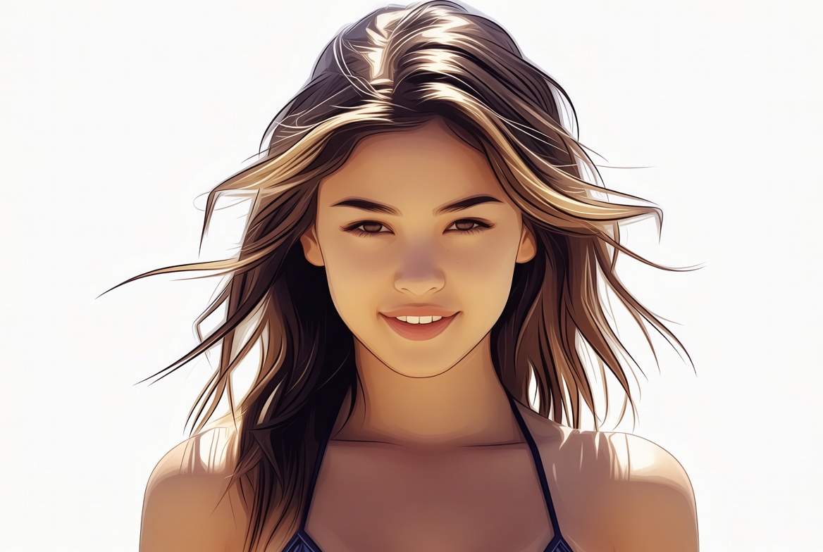 Beautiful Asian girl with flowing hair Beautiful Asian girl with flowing hair