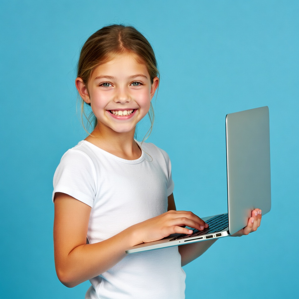 Girl typing on laptop Girl typing on laptop