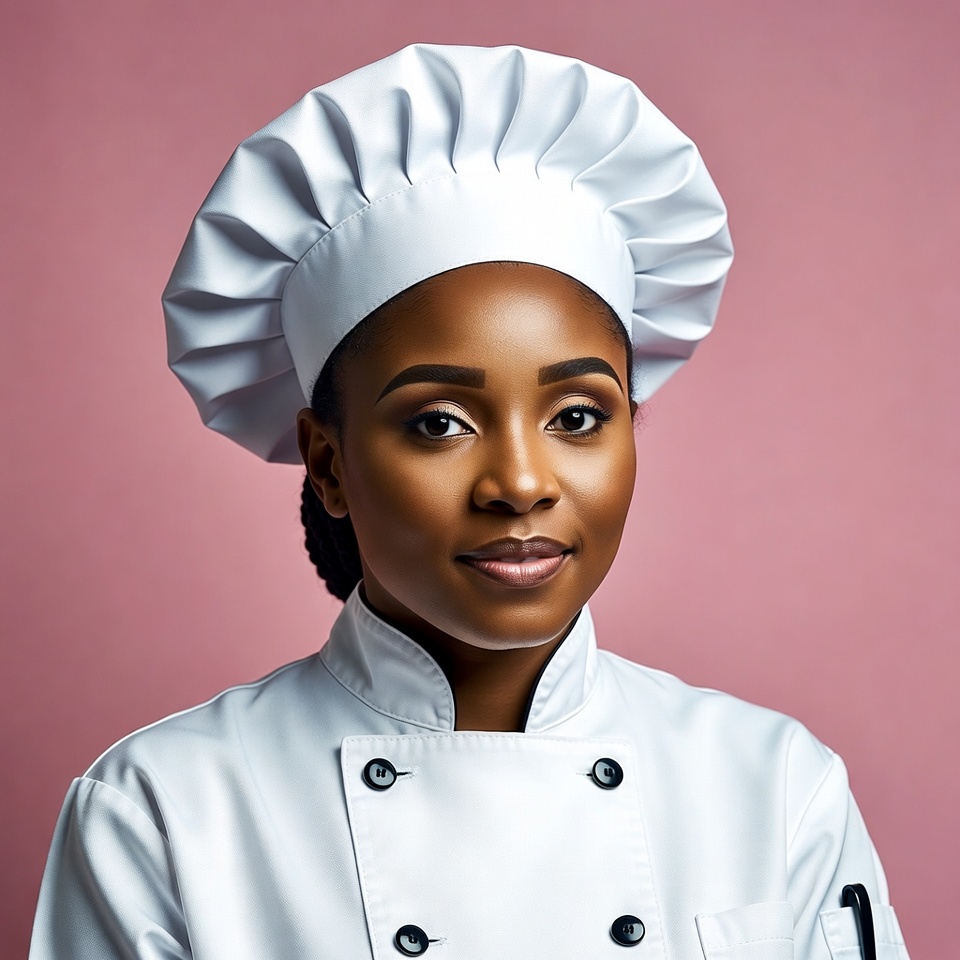 African-American woman in chef uniform African-American woman in chef uniform