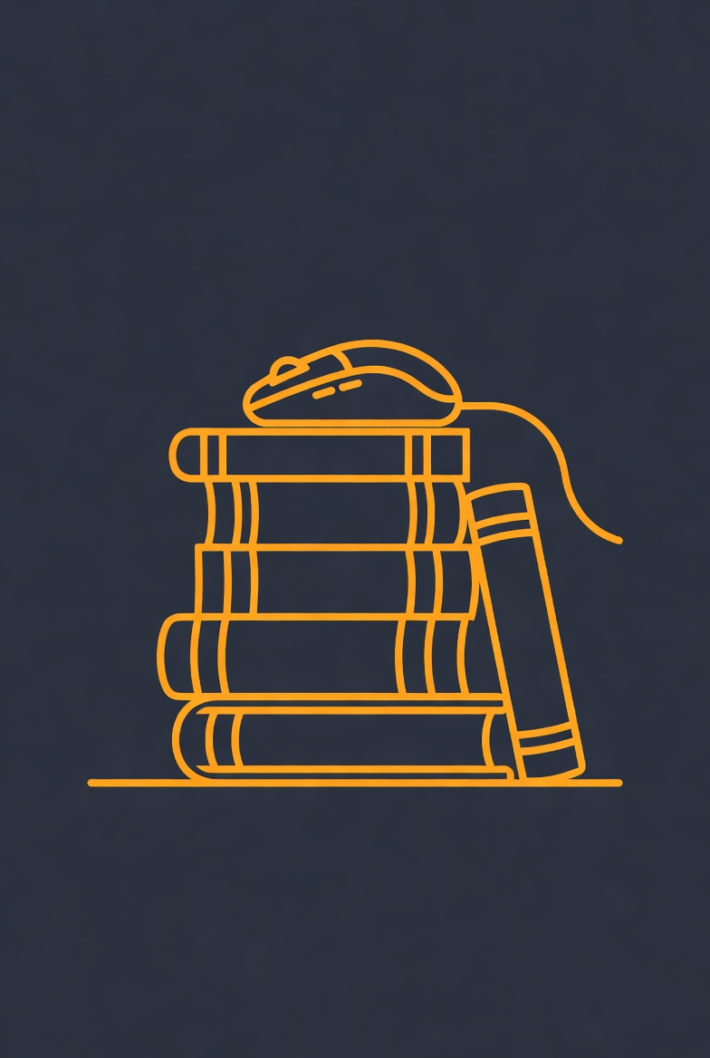 Computer Mouse on Stack of Books Computer Mouse on Stack of Books