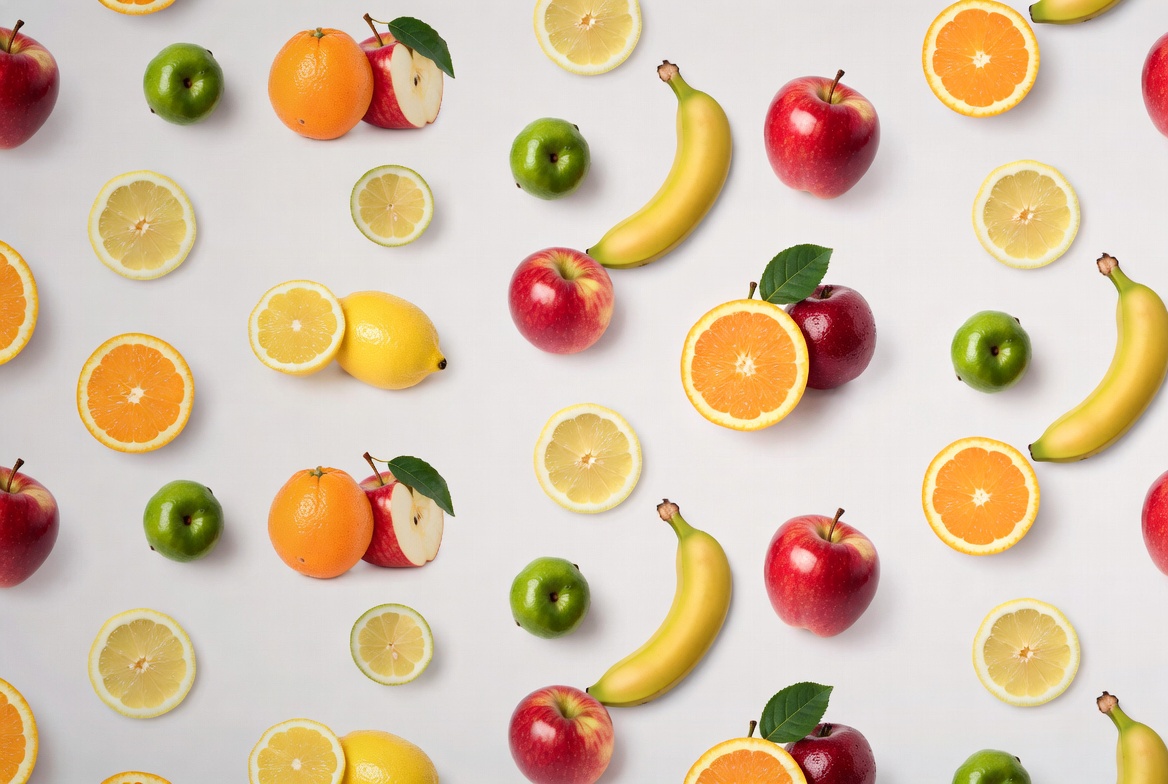 Fresh Fruits on White Background Fresh Fruits on White Background