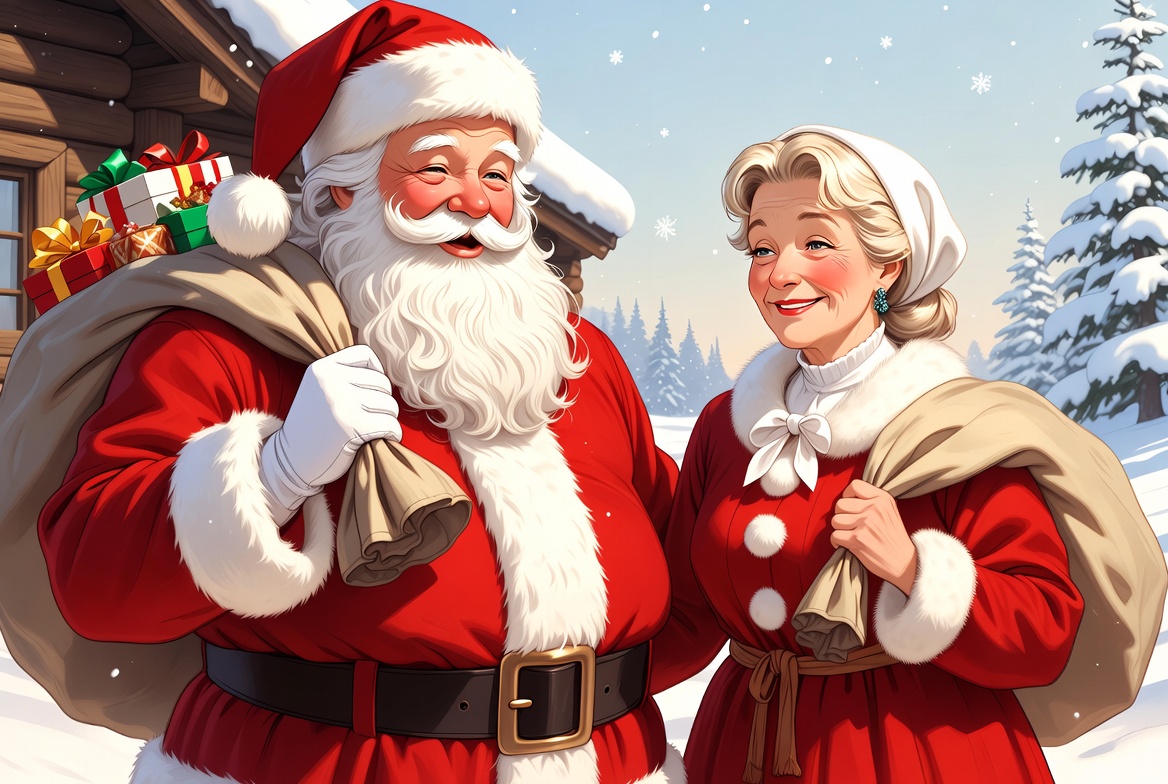 Santa Claus and Mrs. Claus with Gifts Santa Claus and Mrs. Claus with Gifts