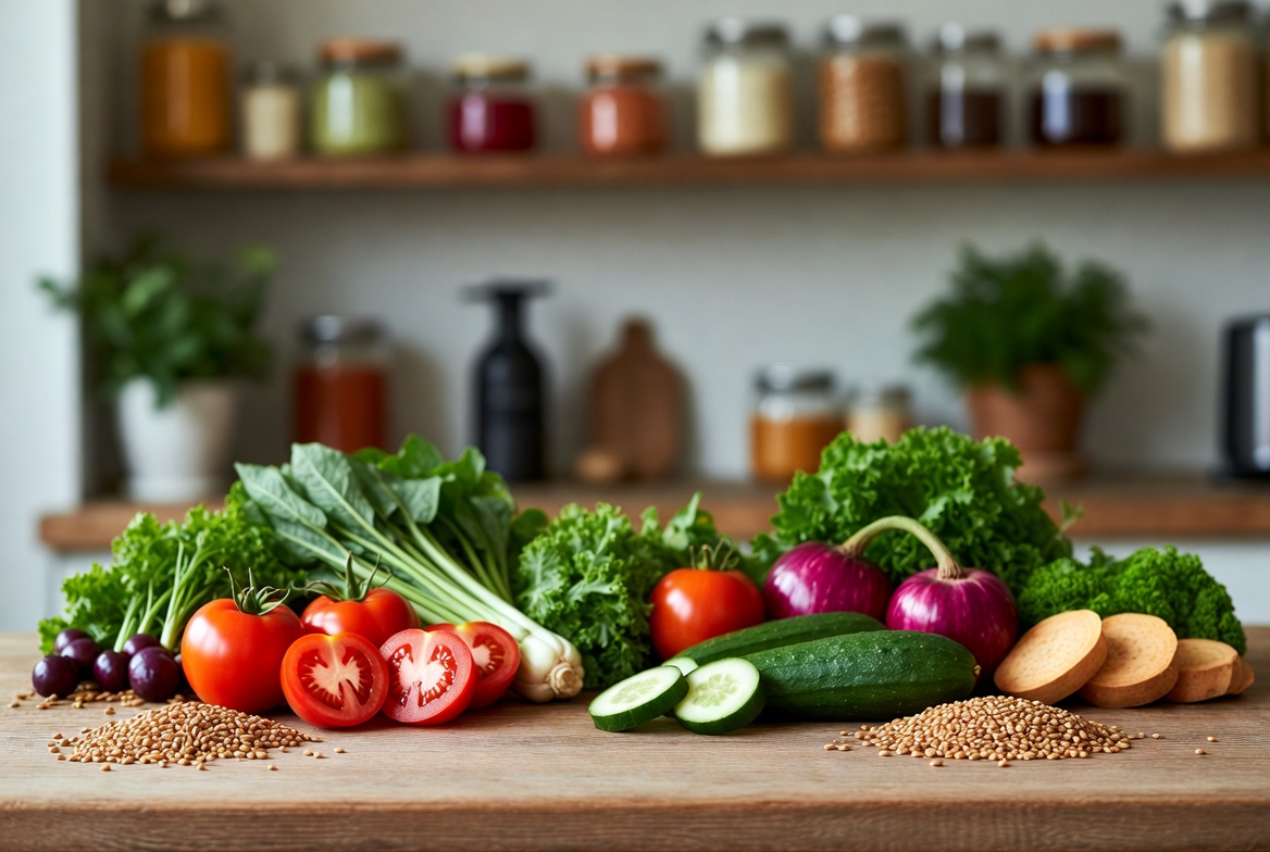 Fresh vegetables on wooden table Fresh vegetables on wooden table