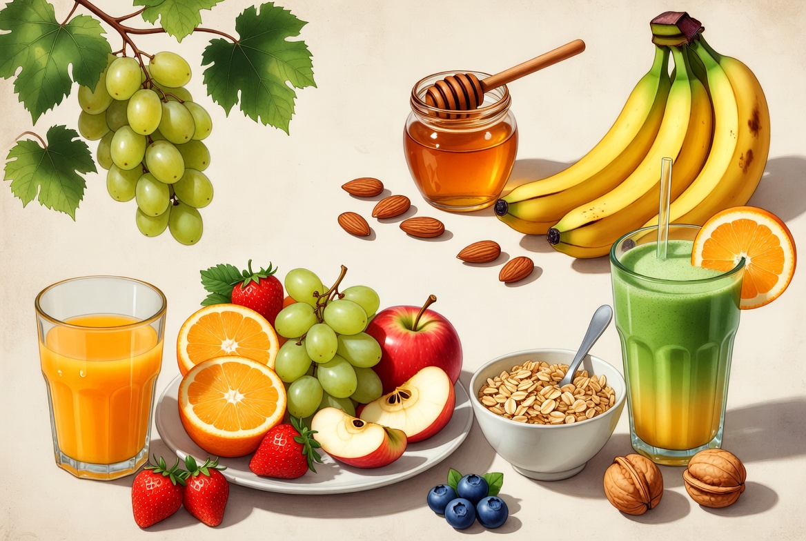 Vibrant Fresh Fruit and Breakfast Still Life Vibrant Fresh Fruit and Breakfast Still Life