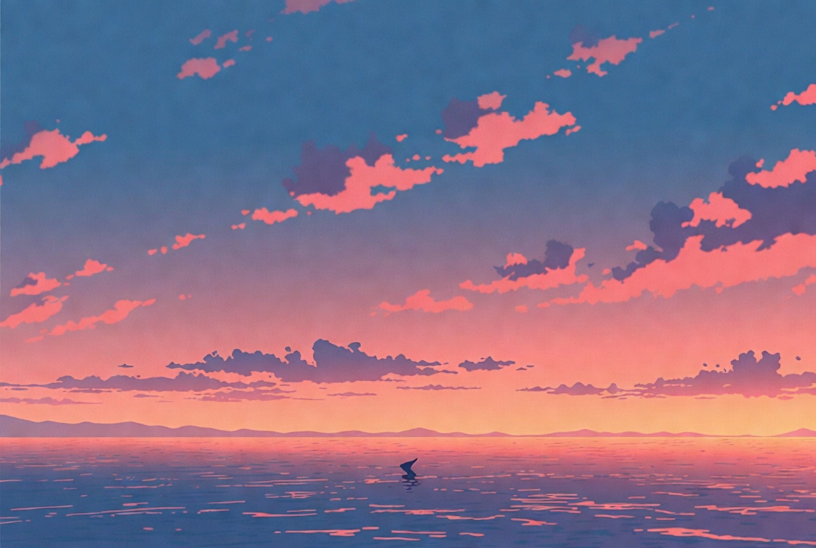 Lone Boat on Sunset Sea Lone Boat on Sunset Sea