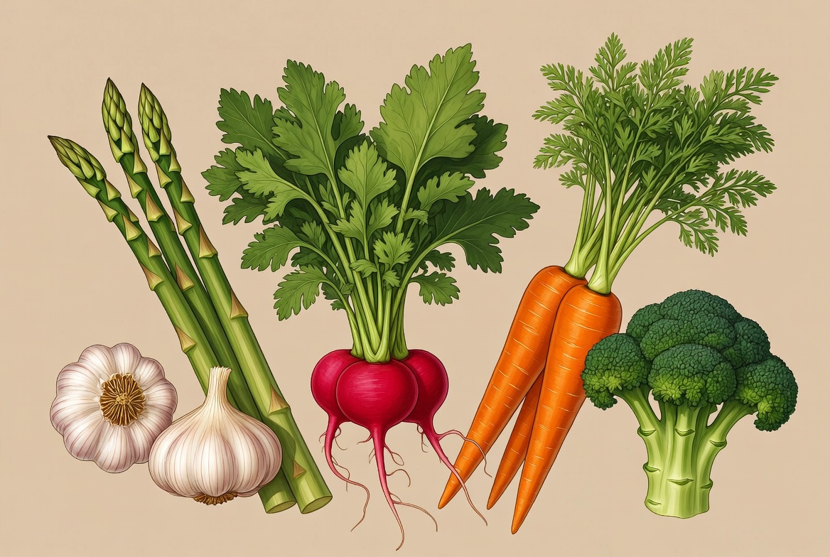 Asparagus Carrots Broccoli Garlic Vegetables Asparagus Carrots Broccoli Garlic Vegetables