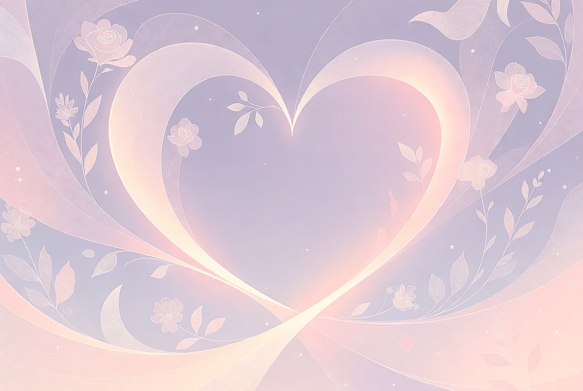 Pastel Heart with Flowers and Birds Pastel Heart with Flowers and Birds