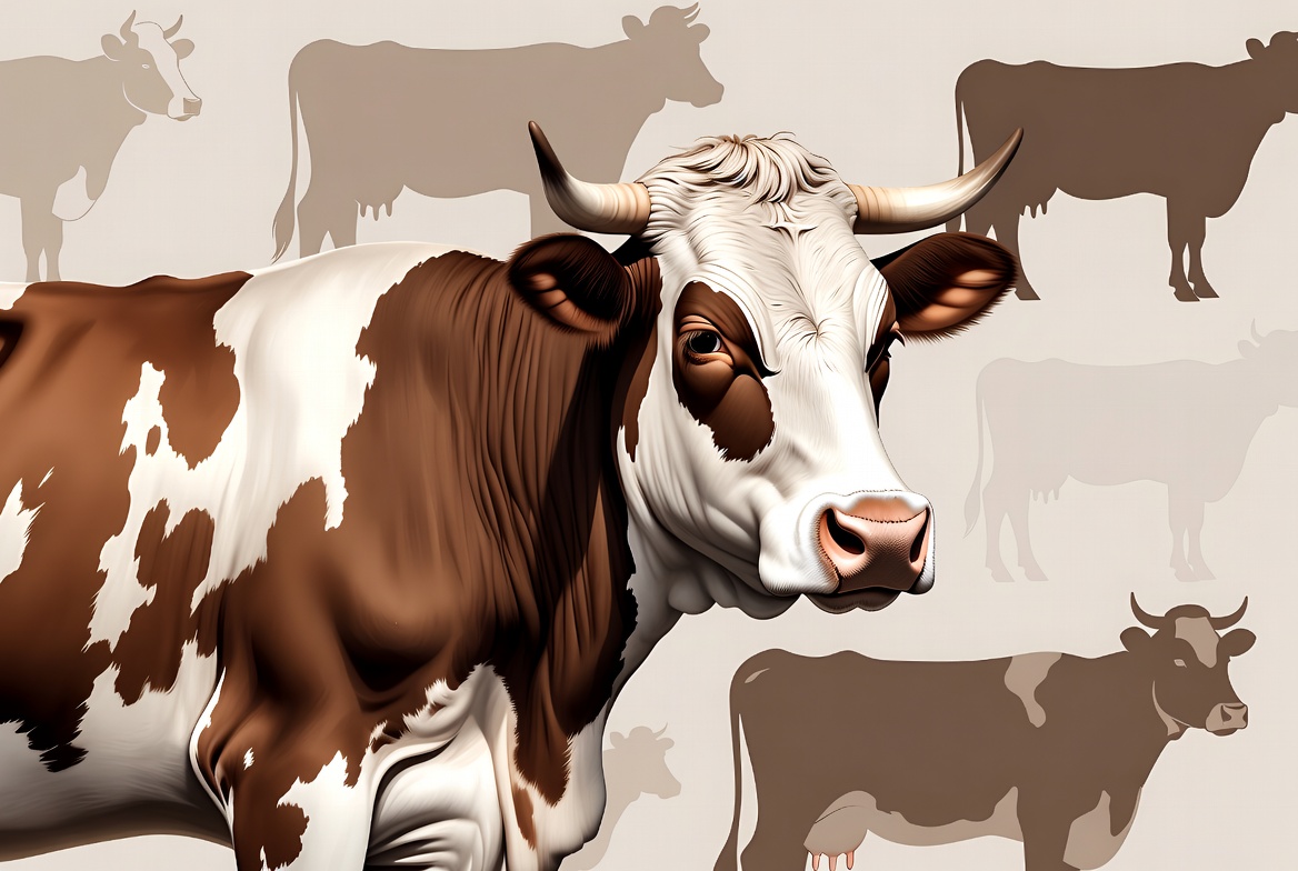 Holstein Cow with Shadow Silhouettes Holstein Cow with Shadow Silhouettes