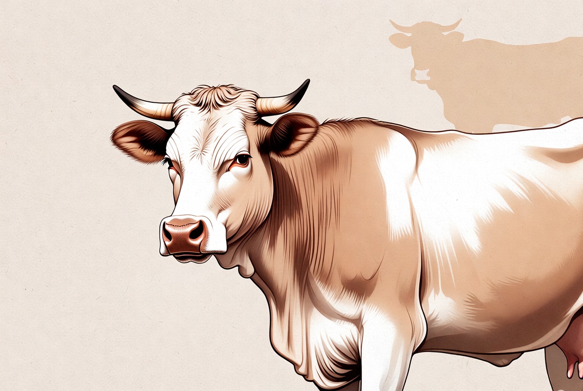 White Cow with Horns Illustration White Cow with Horns Illustration