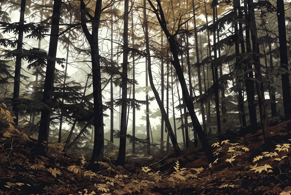 Misty Autumn Forest Illustration Misty Autumn Forest Illustration