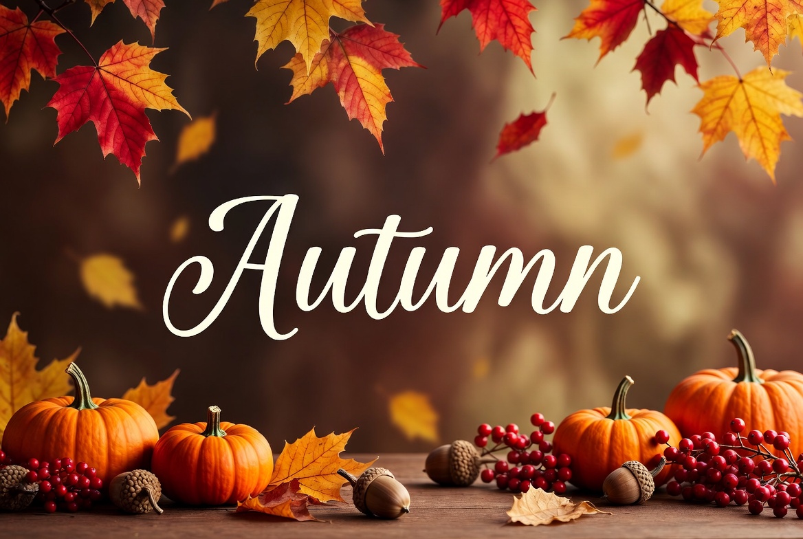 Autumn Pumpkins and Falling Leaves Autumn Pumpkins and Falling Leaves