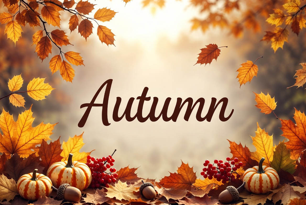 Autumn Leaves with Pumpkins and Acorns Autumn Leaves with Pumpkins and Acorns