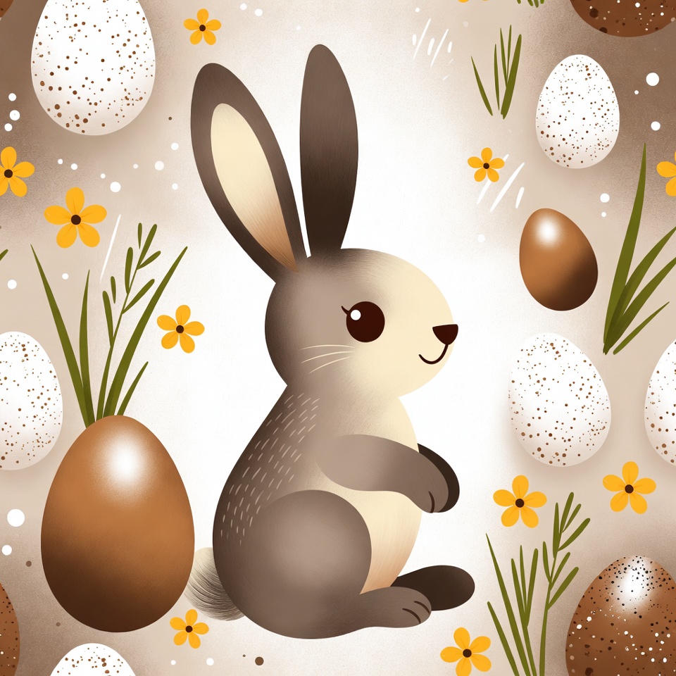 Cute Bunny with Easter Eggs Cute Bunny with Easter Eggs