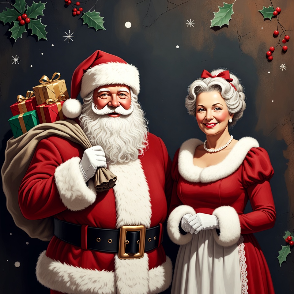 Santa Claus and Mrs. Claus with Gifts Santa Claus and Mrs. Claus with Gifts