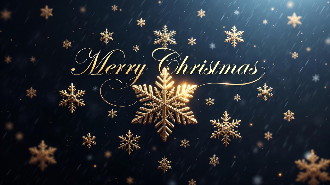 Golden Merry Christmas Snowflakes Golden Merry Christmas Snowflakes