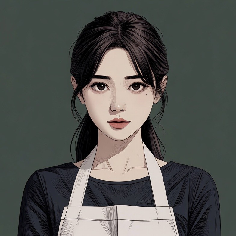 Asian woman wearing apron Asian woman wearing apron