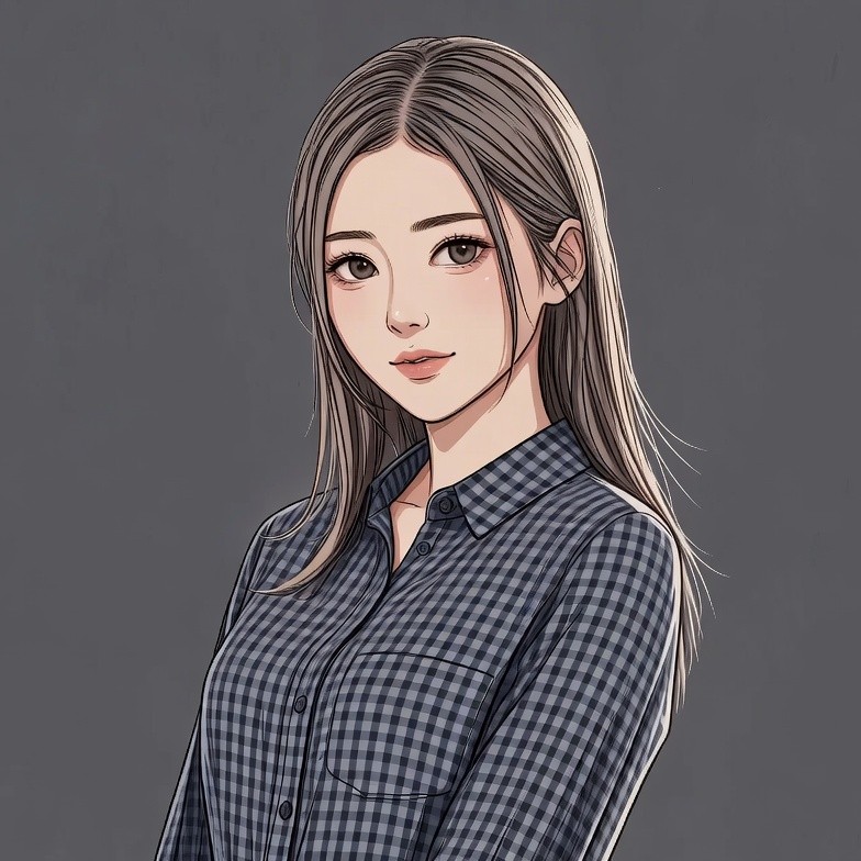 Asian woman in plaid shirt Asian woman in plaid shirt