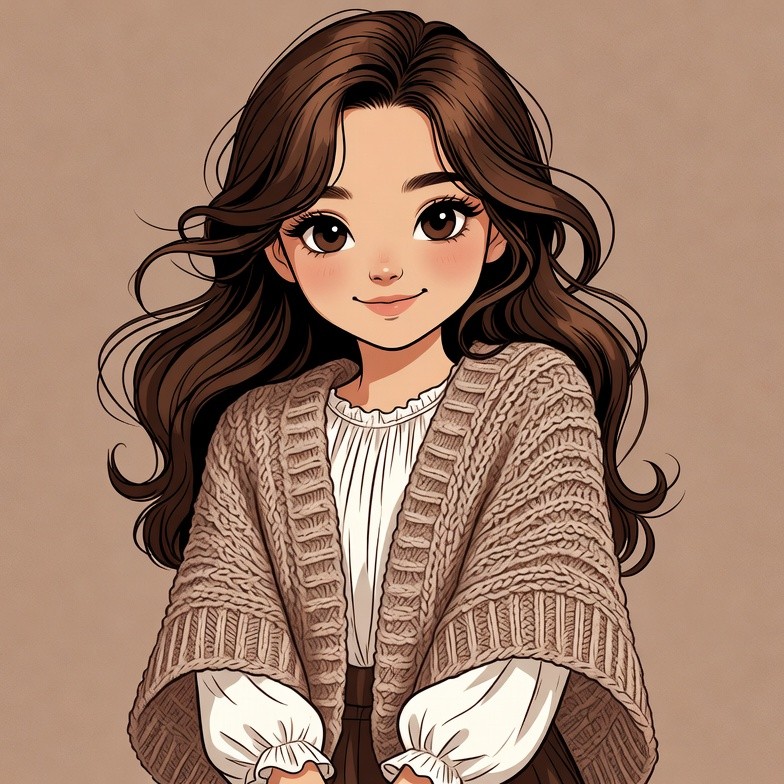 Anime girl in beige cardigan Anime girl in beige cardigan