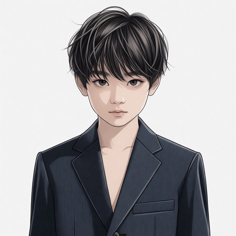 Anime boy in navy suit Anime boy in navy suit