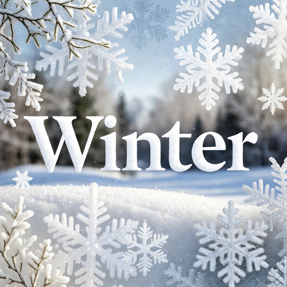 Winter Text with Snowflakes Winter Text with Snowflakes