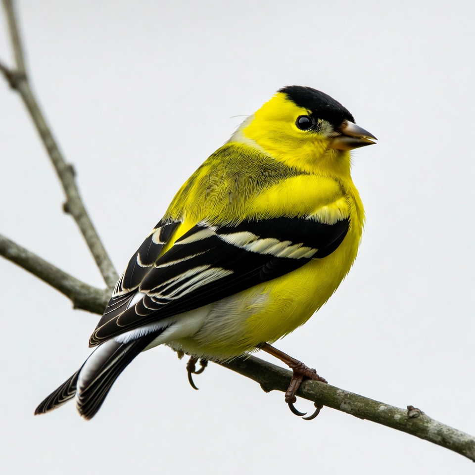 American Goldfinch perched on branch American Goldfinch perched on branch