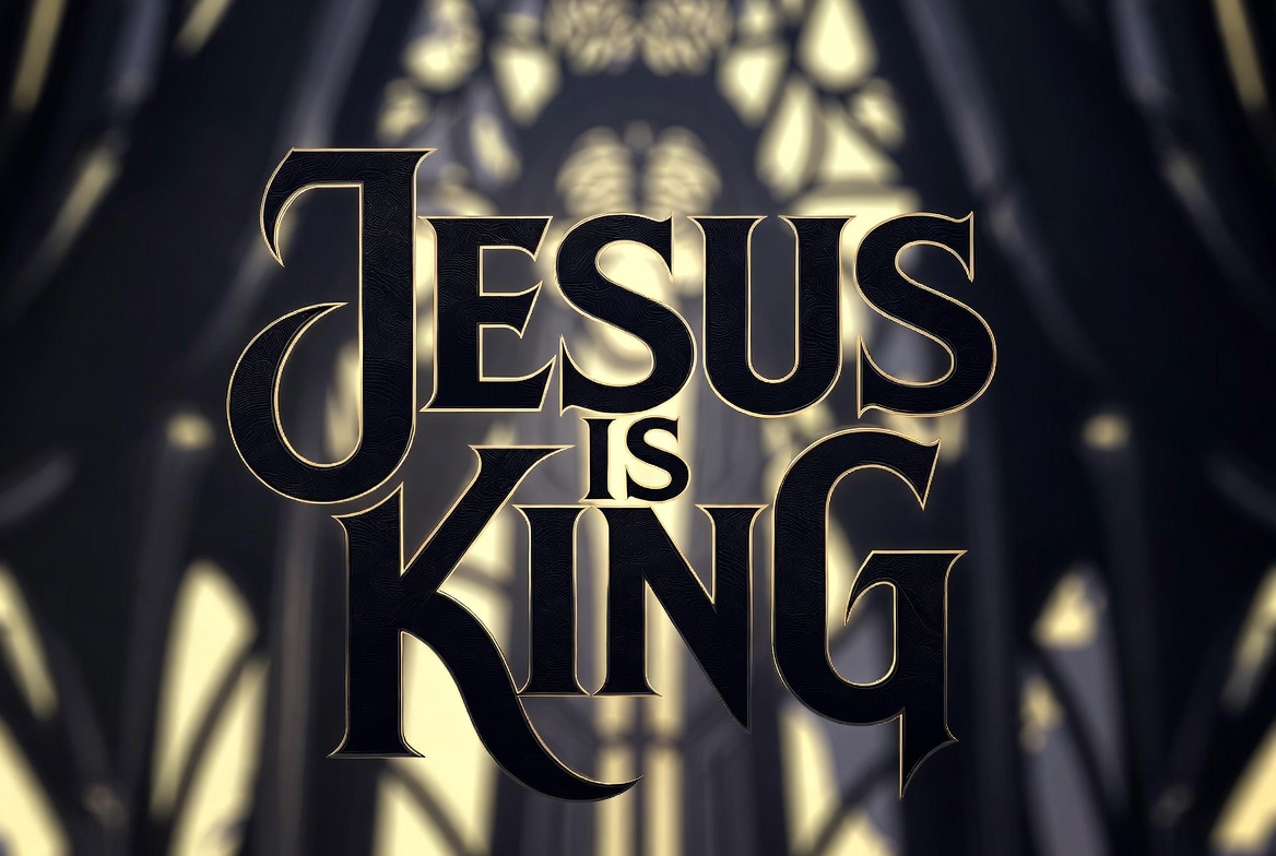 Jesus is King Text with Stained Glass Jesus is King Text with Stained Glass