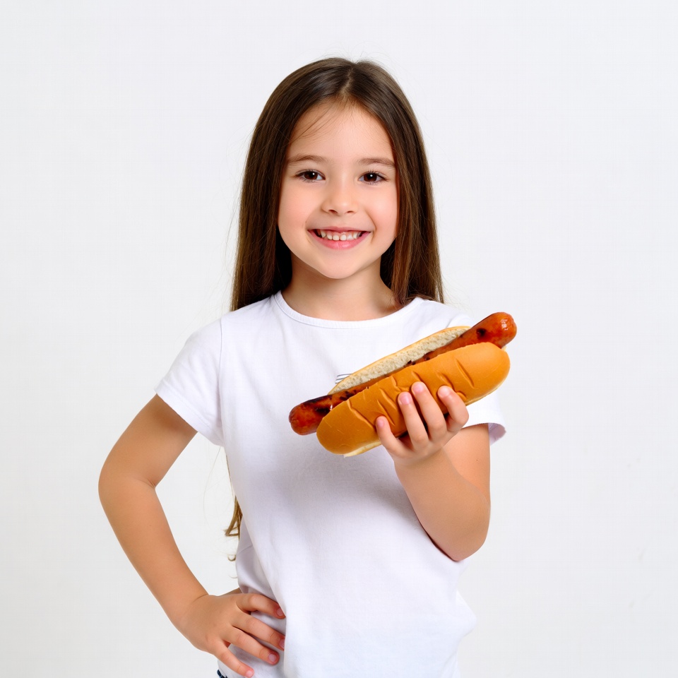 Girl holding hot dog Girl holding hot dog