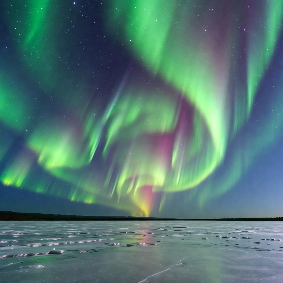 Northern Lights over Frozen Lake Northern Lights over Frozen Lake