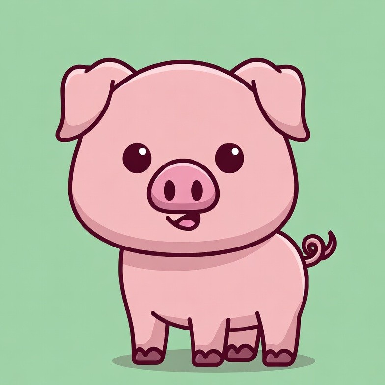 Cute pink pig illustration Cute pink pig illustration