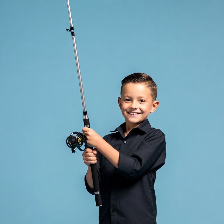 Boy holding fishing rod Boy holding fishing rod