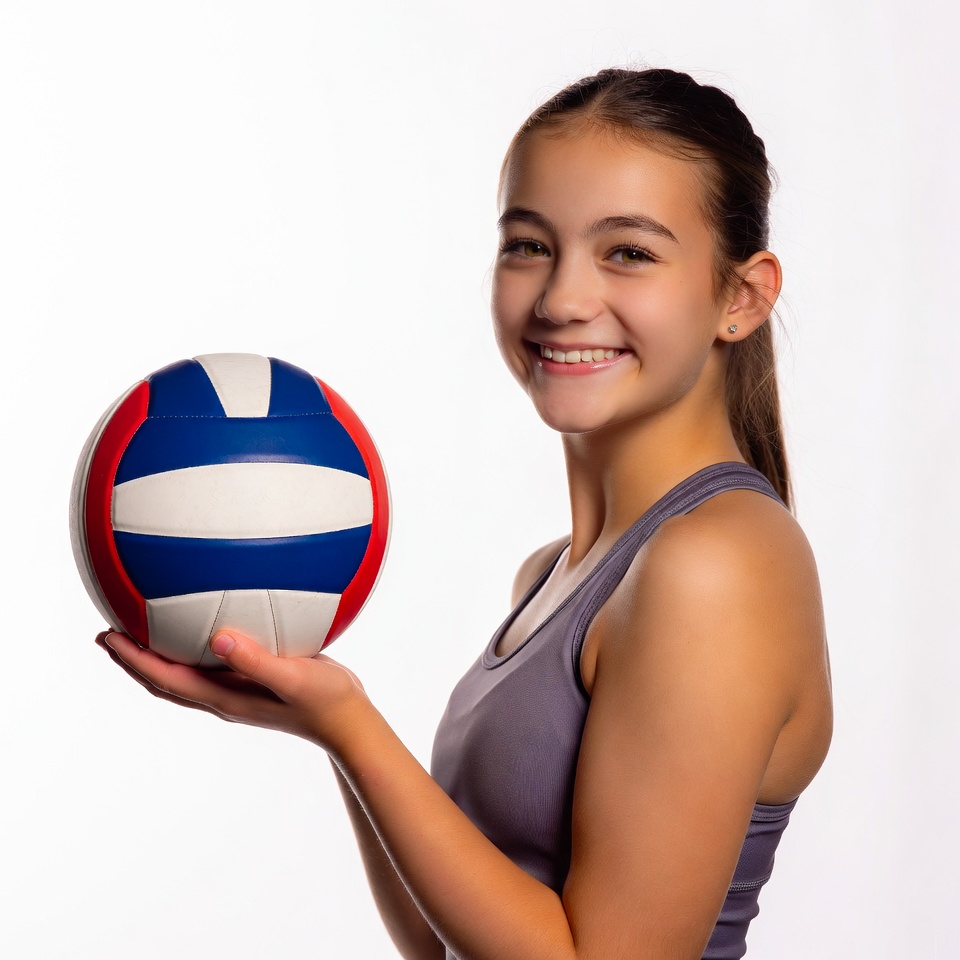 Girl holding volleyball Girl holding volleyball