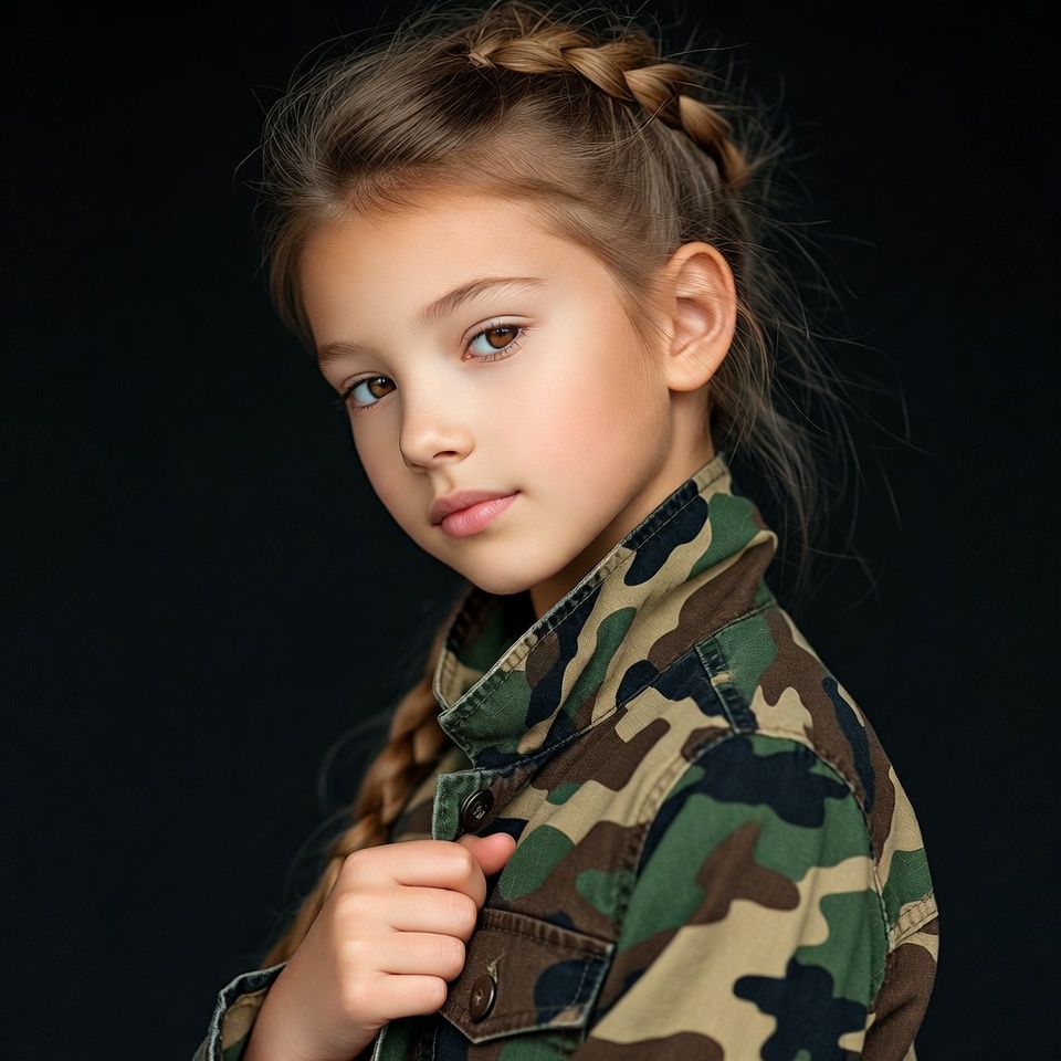 Girl in camouflage jacket Girl in camouflage jacket