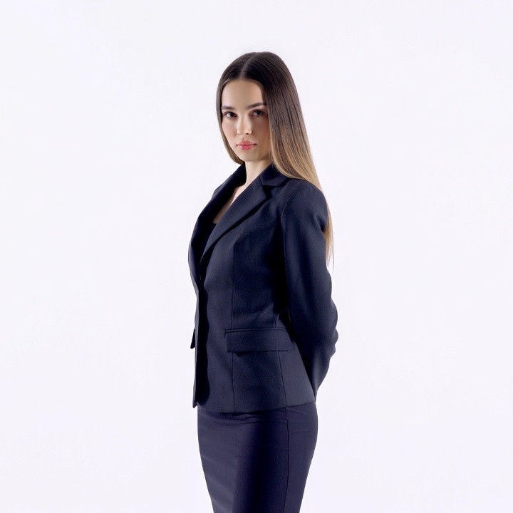 Woman in navy business suit Woman in navy business suit