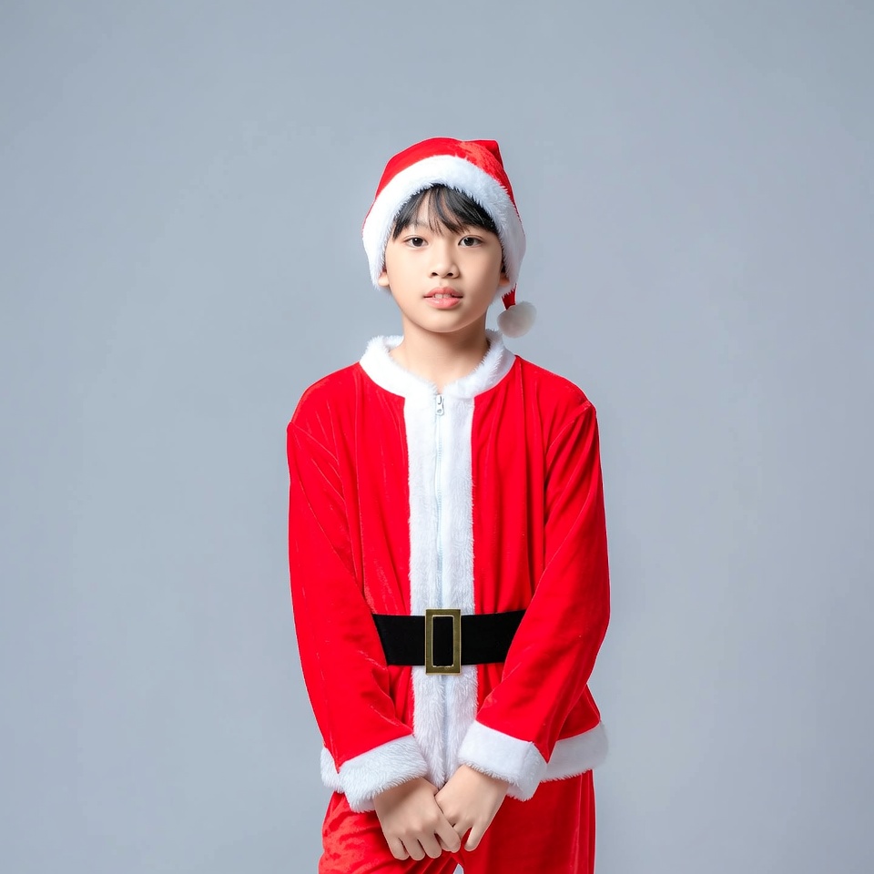 Asian boy in Santa costume Asian boy in Santa costume