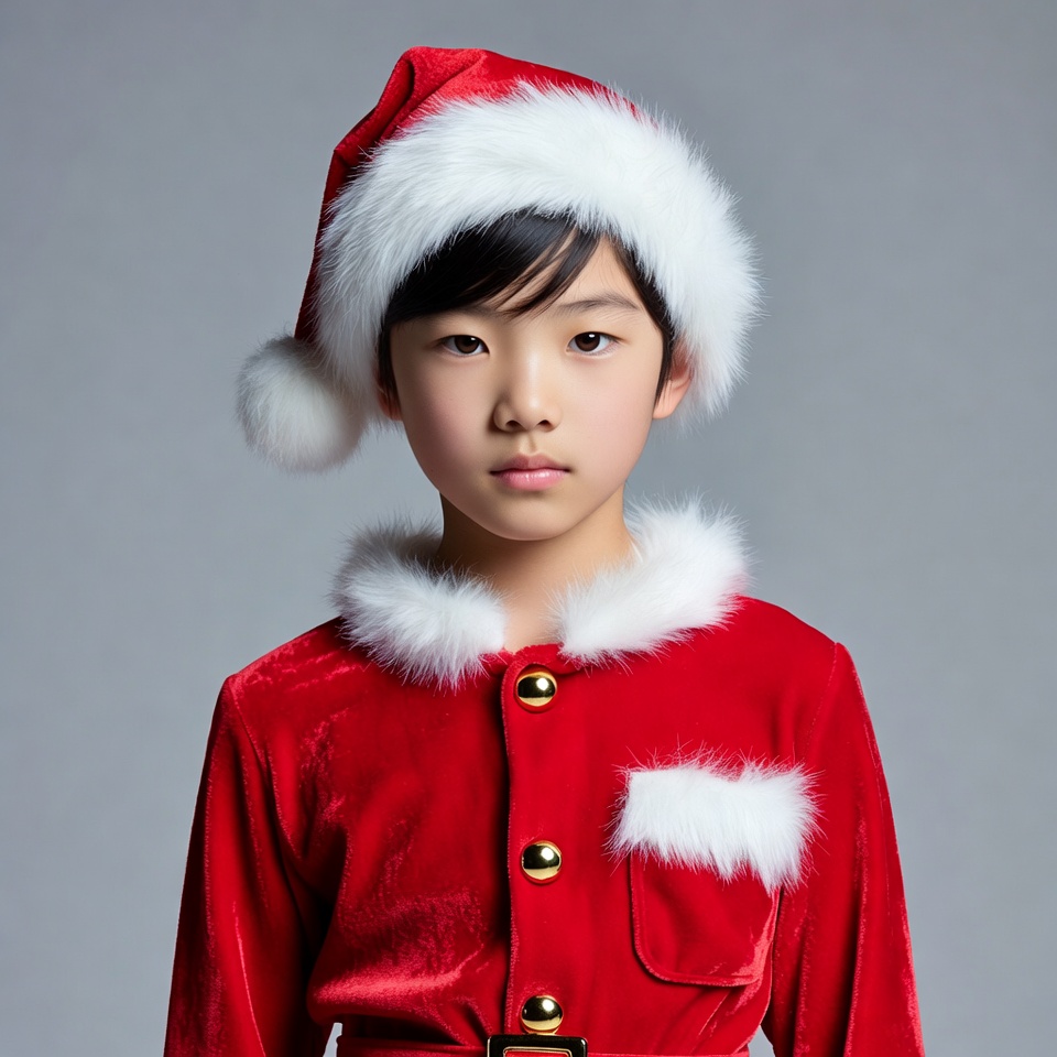Asian boy in Santa Claus costume Asian boy in Santa Claus costume