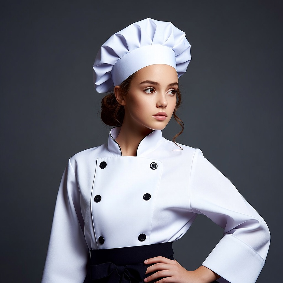 Young girl in chef uniform Young girl in chef uniform