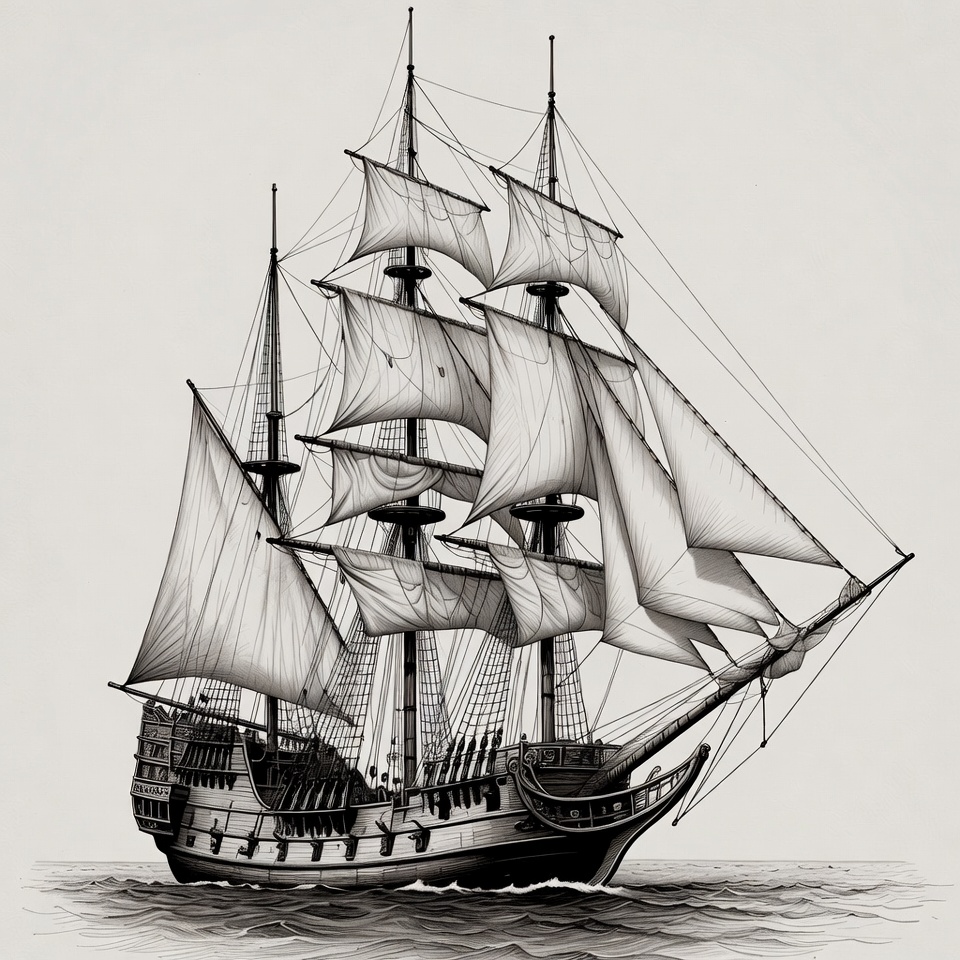 Sailing Ship on Ocean Sailing Ship on Ocean