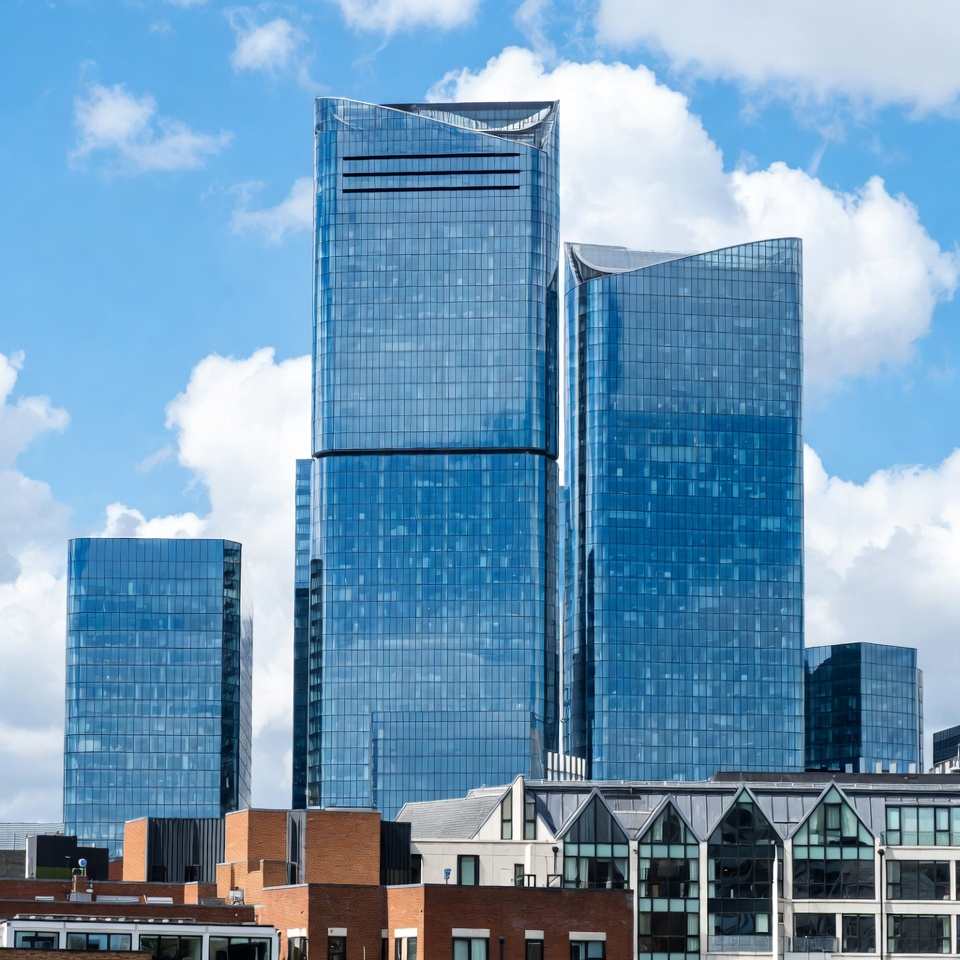 Modern Glass Skyscrapers Blue Sky Modern Glass Skyscrapers Blue Sky