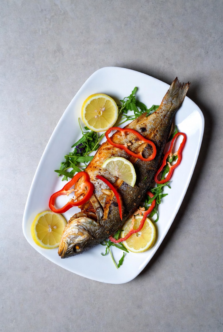 Grilled Sea Bass with Lemons and Peppers Grilled Sea Bass with Lemons and Peppers