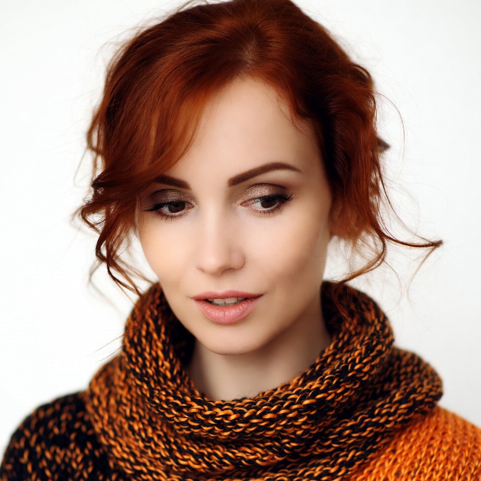 Redhead woman in orange scarf Redhead woman in orange scarf