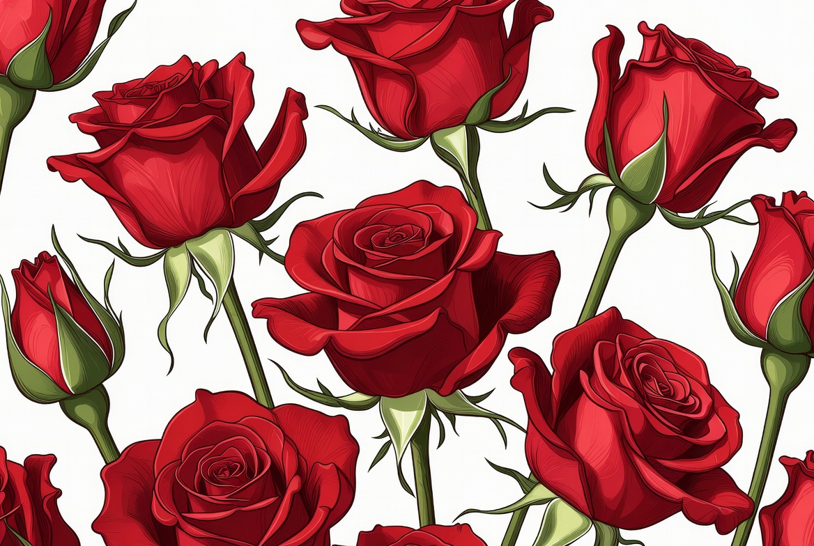 Red Roses Illustration Pattern Red Roses Illustration Pattern