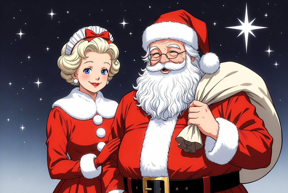 Santa Claus and Mrs. Claus illustration Santa Claus and Mrs. Claus illustration