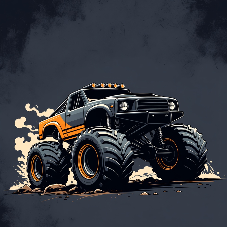 Orange Monster Truck Illustration Orange Monster Truck Illustration