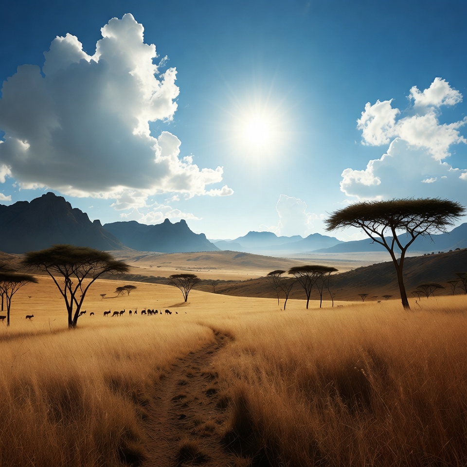 African Savanna with Acacia Trees African Savanna with Acacia Trees