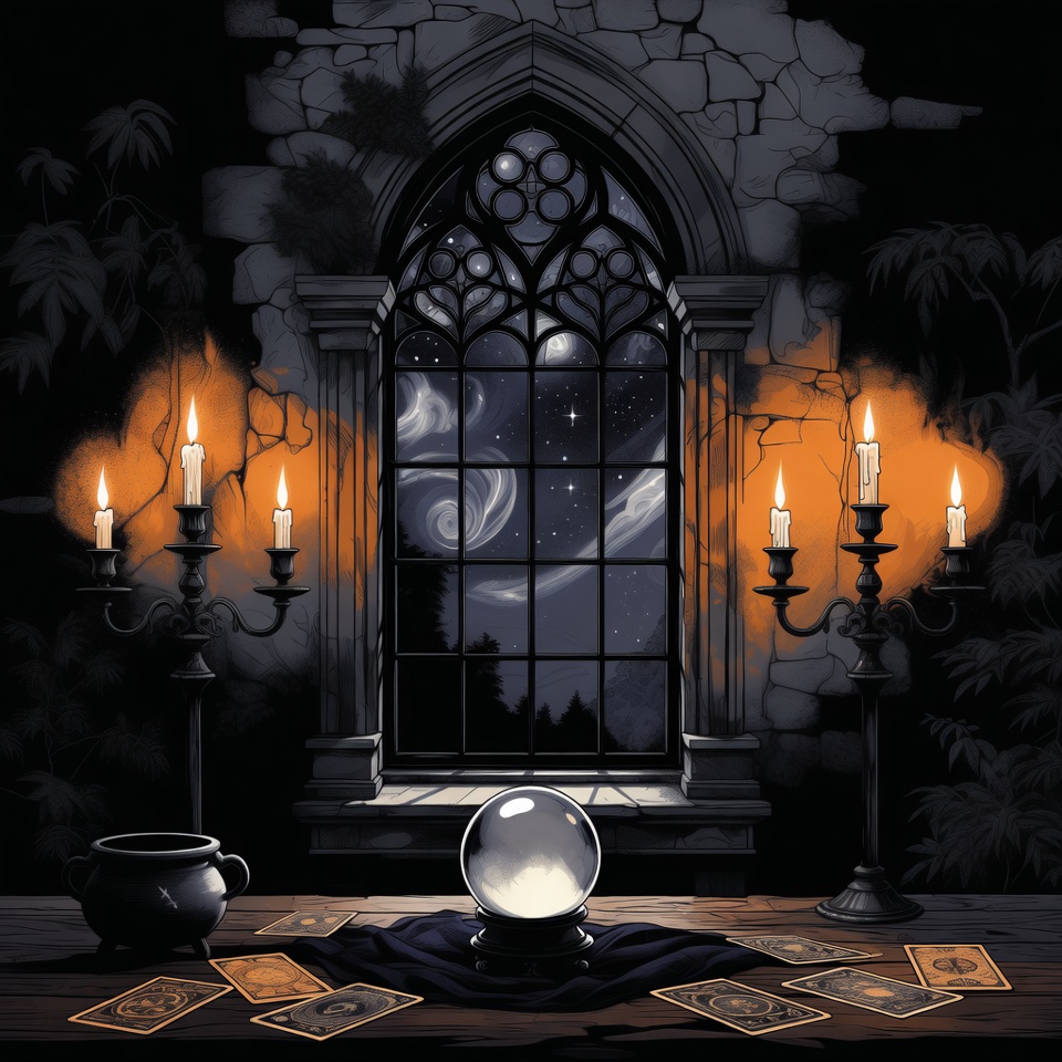 Crystal Ball Tarot Gothic Window Crystal Ball Tarot Gothic Window