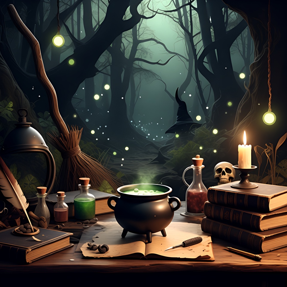 Witch's Cauldron in Enchanted Forest Witch's Cauldron in Enchanted Forest