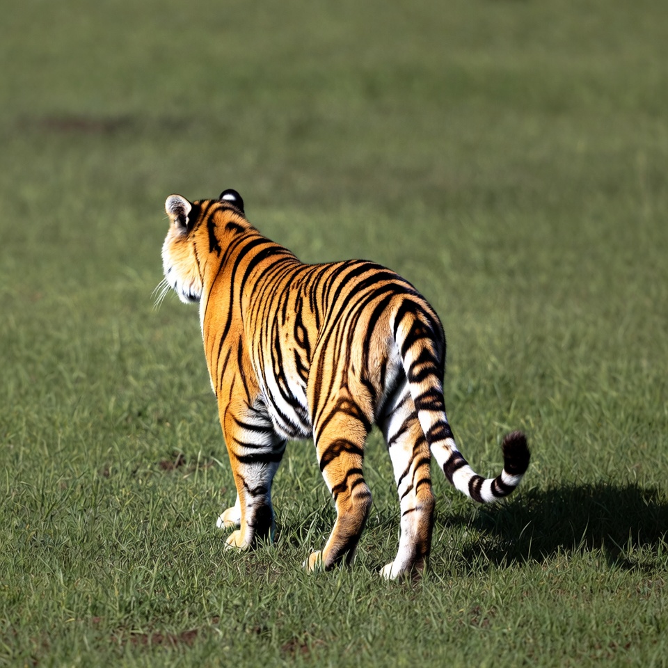 Tiger standing in green grass Tiger standing in green grass