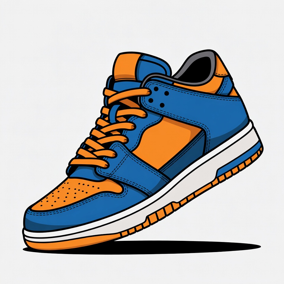 Blue and Orange Sneakers Illustration Blue and Orange Sneakers Illustration