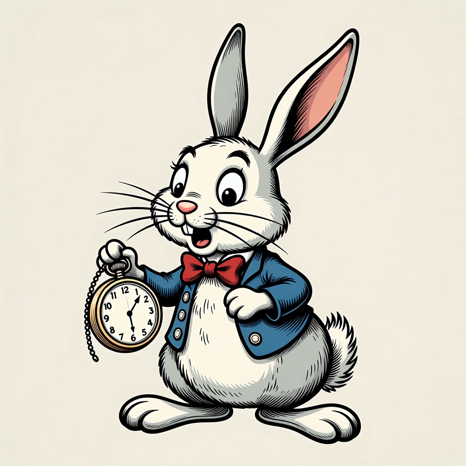 White Rabbit holding pocket watch White Rabbit holding pocket watch